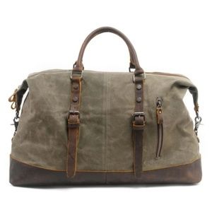 Vintage waterproof canvas with leather duffle bag